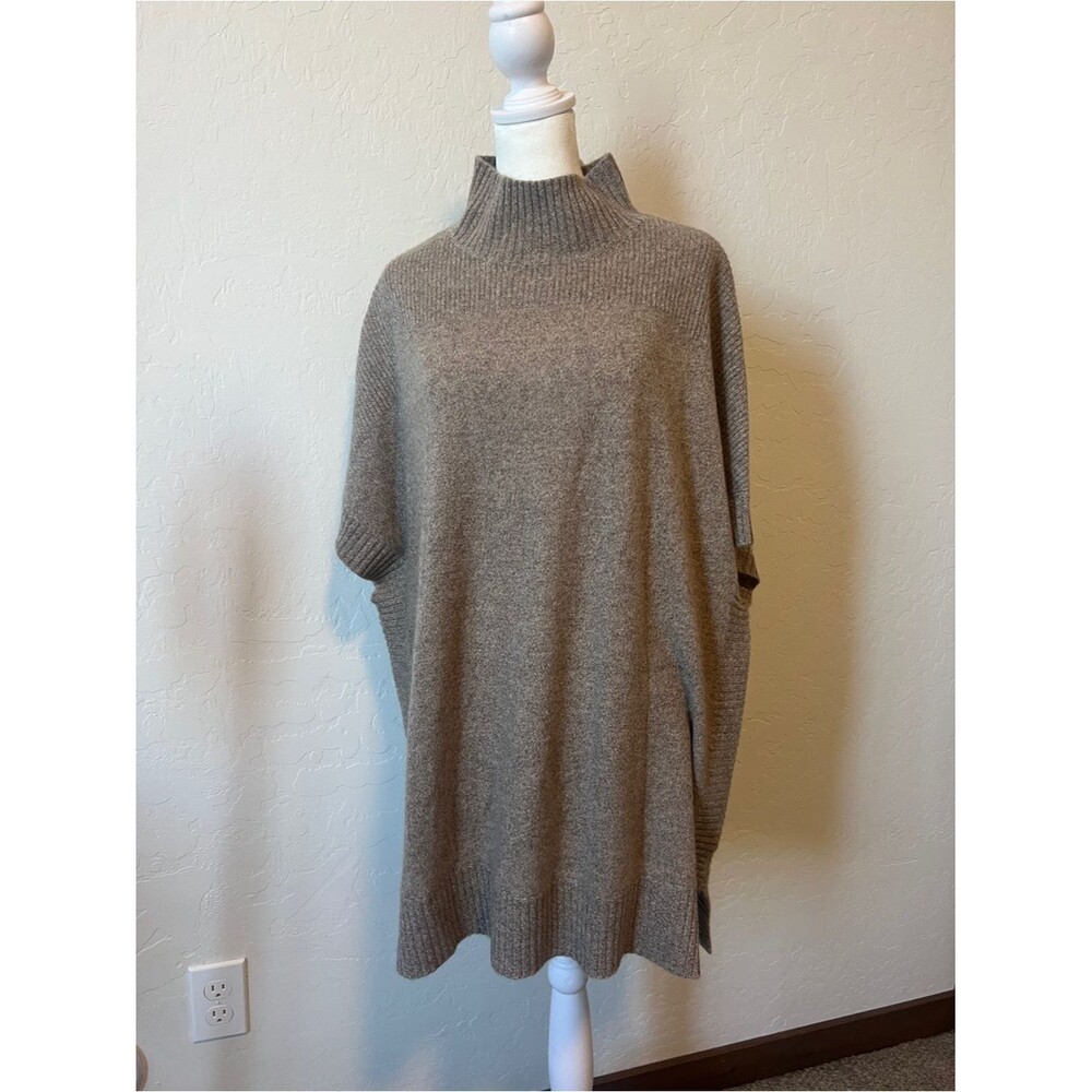 Isaac Mizrahi Live! Minimalist Lagenlook Cashmere Mock Neck Poncho Sweater M L